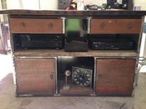 Reclaimed Metal & Wood Media Center Set 1 small