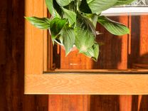 Red Oak  Coffee Table, Glass top coffee table 3 small