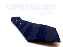 Crystallized Men's Tie Striped Bling Genuine European Crystals Bedazzled 1 small
