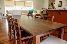 Walnut Dining Table With Wooden Legs, Wooden Walnut Dining Table, Family Dining Table 2 small