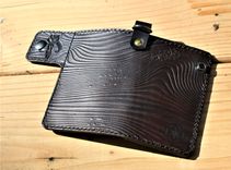 Handmade Leather Biker Wallet Vegetable Tan The Mandalorian Beskar Steel Gray 3 small