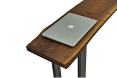 Live Edge Narrow Desk, Modern Small Desk, Desk With Metal Legs, Skinny Desk, Thin Desk 3 small