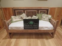 Native American Inspired Daybed Woven With Natural And Stained Wormy Chestnut 6 small