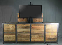 Vintage Modern Tv Lift Cabinet. Electronic Media Console With Lift. Rustic Entertainment Center. 2 small