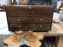 Walnut Jewelry Box Live Edge Juniper With Turquoise Inlay 2 small