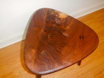 Mid Century Modern Live Edge Three Leg Table / Stool 2 small