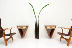 V Night Stand / End Table Walnut & Maple 1 small