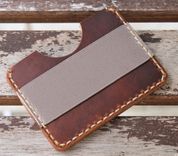 Handmade Leather Parvus Wallet Sunset Oil Tan W/ Money Band 4 small