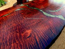 Stone Inlaid Redwood Burl Dining Table 1 small