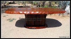Live Edge Wood Slab Curly Redwood Dining Table With Stone Inlay 2 small