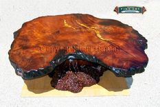 Live Edge Wood Slab Redwood Burl Table With Amber And Gold Inlay 1 small