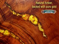 Live Edge Wood Slab Redwood Burl Table With Amber And Gold Inlay 2 small