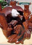 Wood Carved Eagle And Trout Stream Dining Table, 1 small