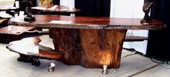 Live Edge Wood Slab Giant Sequoia / Redwood Bar With Stone Inlay 2 small