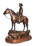 Bronze Sculpture, Western Horse And Rider 1 small