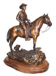 Bronze Sculpture, Western Horse And Rider 2 small