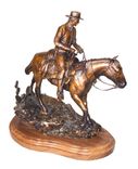 Bronze Sculpture, Western Horse And Rider 2 small