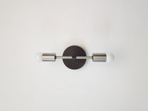 Modern Black & Brushed Nickel Light - Linear Mid Century Silver Wall Sconce 3 small