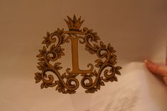 Cake Topper Wedding Initial Leaf Crown One Color Two Side Hand Drawn Graphic Custom Example 4 small