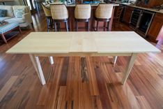 Maple Center Extension Table With Wooden Legs (One 12" Extension) 30" X 60" 5 small