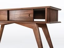 Modern Entry Table With Storage, Narrow Mid Century Style, Solid Walnut "Montecito" 2 small