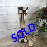 Elegant Checks Vase Hand Painted Black And White Checked Decor Whimsical Vase 1 small