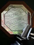 Stained Glass Octagonal Window - Winter Dogwood 1 small
