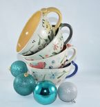 Set Of Two: Handmade Pottery Bowl With Handle Or Soup Mug, Latte Cup 3 small