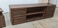 Walnut Media Cabinet With Slatted Sliding Doors 5 small