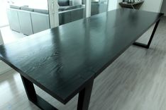 Solid Ash Dining Table Wit Trapezoid Legs 3 small