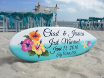 Beach Hawaiian Wedding Photography Decor, Hibiscus Just Married Sign. 1 small