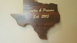 Custom Engraved Stained Pine Wood Texas Sign With Key Hooks 1 small