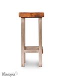 Industrial Bar Stool - Counter Stool - Island Stool - Reclaimed Wood And Steel Square Legs 2 small
