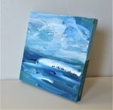 Beach Art Canvas, Tiny Art, Seascape Painting, 4" X 4", Nautical Décor 2 small