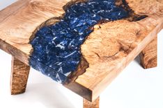 Maple Burl Sodalite Modern Rustic Coffee Table 3 small