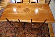 Live Edge Herringbone Dining Table 6 small