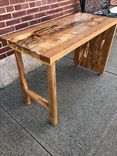 Modern Desk, Waterfall Leg, Minimalist, Spalted Maple And Cherry 5 small
