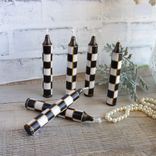 Black And White Checks Candles Set/6 Checkered Candles Buffalo Check Candles 1 small