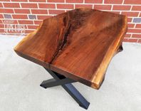 Live Edge Coffee Table- Black Walnut- X Style Steel Legs- Black- Industrial- Modern- Rustic 2 small