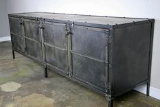 Modern Industrial Media Console, Steel Media Center, Credenza, Entertainment Center 4 small
