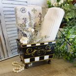 Courtly Towel Caddy Black And White Check Vanity Storage Bin 6 small
