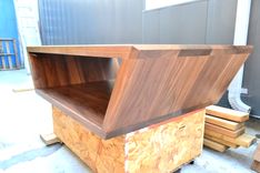 Trapezoid Walnut Coffee Table. Solid Wood 1 small
