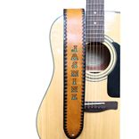 Personalized Tan Leather Guitar Strap With Black Border 1 small