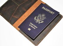 Jp Leathercraft Handmade Passport Wallet Blackjack Crazyhorse Leather 5 small