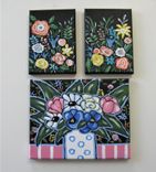 Whimsical Bird Painting, 5" X 7", Acrylic Flowers Art Canvas, Original Colorful Bird Artwork 4 small