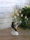 Black Checks Song Bird Figurine Bud Vase Black And White Decor Checked Vase 5 small