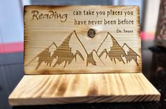 Wood Book Rest | Personalized Wood Night Stand Book Page Holder | Drink Holder 5 small