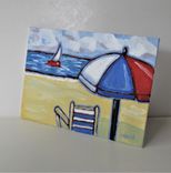 Original Impressionist Nautical Acrylic Painting, 7" X 5" 3 small