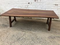 Walnut Coffee Table, Live Edge, Soft Mild Curves 4 small
