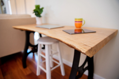 Live Edge Desk, Oak Computer Desk, Slab Desk, Handmade Office Desk, Solid Wood Desk With Metal Legs 3 small